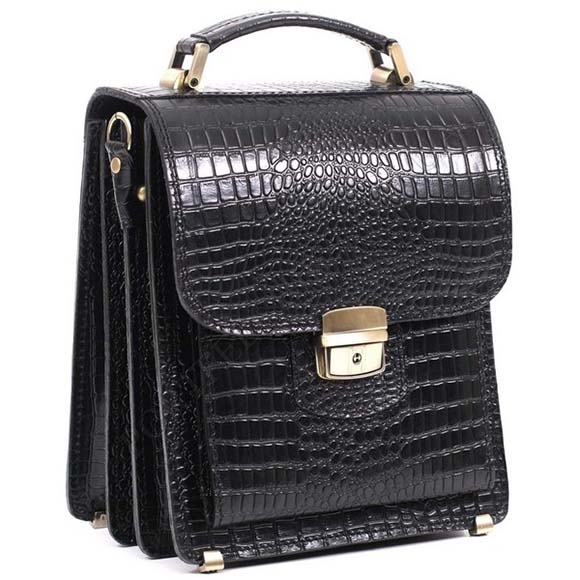 Классическая барсетка Manufatto СПБ-1 Croco Black черный (Код. 9589-09) главное фото