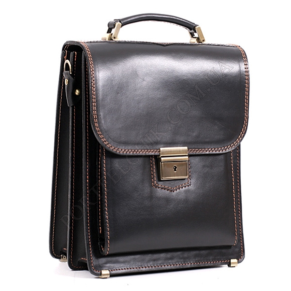 Портфель Manufatto СПБ-2 Black с коричневой нитью черный (Код. 9594-09) главное фото