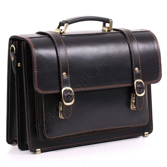 Портфель Manufatto СПС-1 Black з коричневою ниткою чорний (Код. 8065-09) головне фото