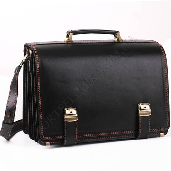 Портфель Manufatto ТМ-1 Black з коричневою ниткою чорний (Код. 13682-09) головне фото