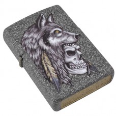 Зажигалка Zippo 29863 Wolf Skull Feather Design